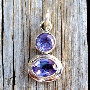 Vintage 925 Small Natural Amethyst Pendant Charm